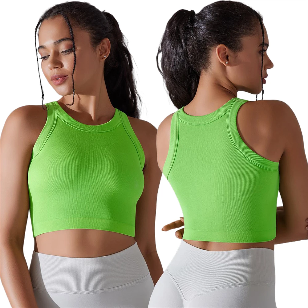 Round Tie Chest Pad Integrated Cup Yoga Vest Women's Side Breast Fitness Sleeveless Top