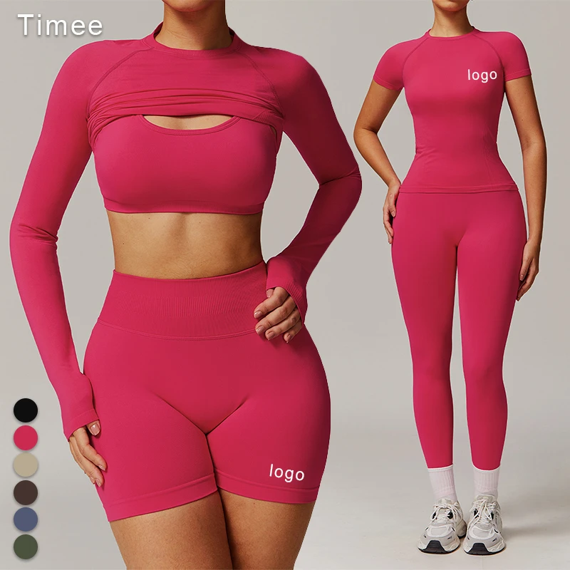 Seamless Thread Tight Yoga Wear Three-piece Casual Quick-drying Fitness Wear Running Suit