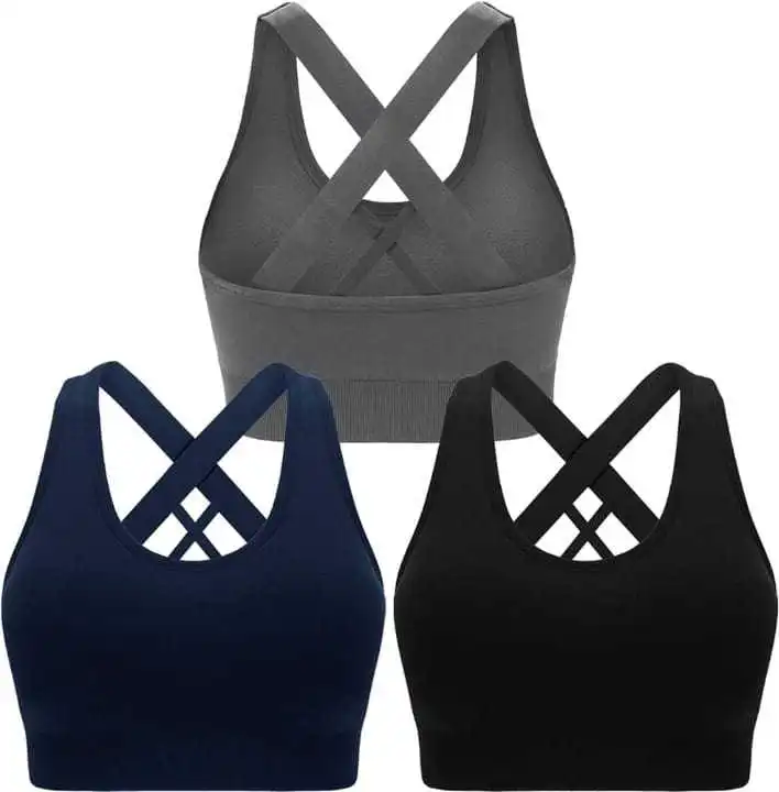 Adjustable Straps Lightweight Seamless Breathable Fashionable Sports Bra Padded Cups Back Closure Moisture Wicking Four-Way