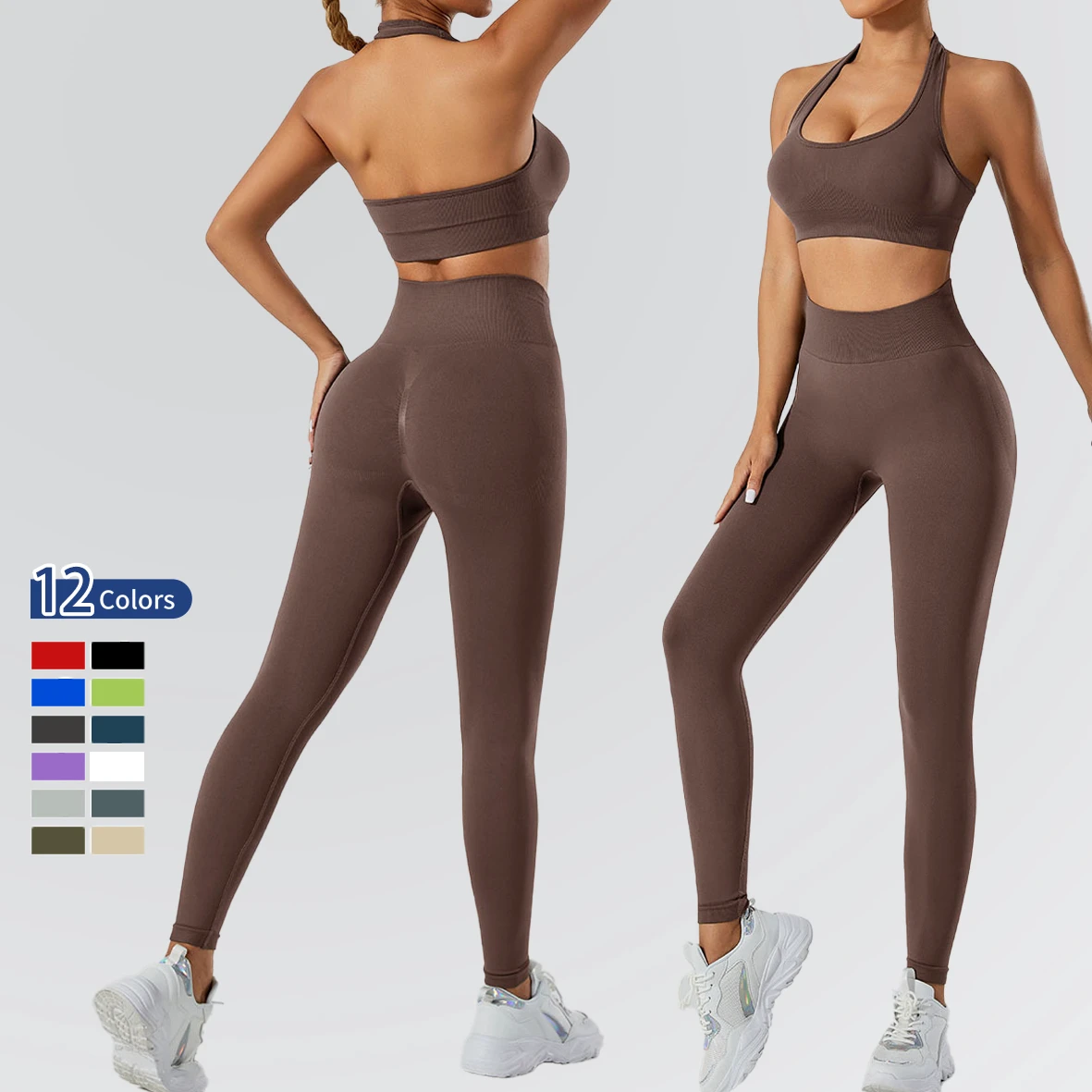 Sports Two Piece Suit Women's Sleeveless High Elastic Gym Tight Workout Clothing Seamless Women Workout Sets Fitness Yoga Set