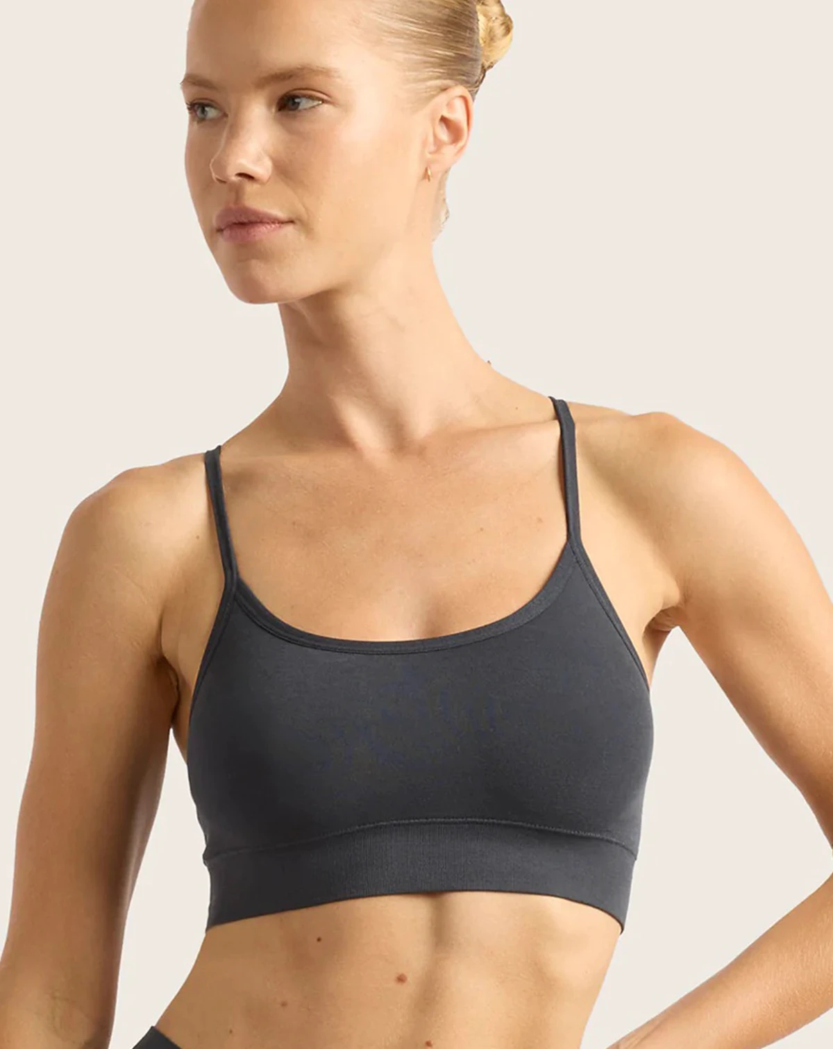 Women's High Support Seamless Racerback Yoga Sports Bra Cotton Spandex Blend Knitted Fabric Solid Color Streetwear Style 180 g