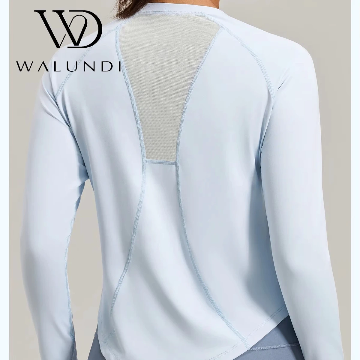 Yoga T-shirt Regular Mesh Back Crew Neck Long Sleeve Yoga Top Solid Color Simple Stretch Quick Dry Gym Wear