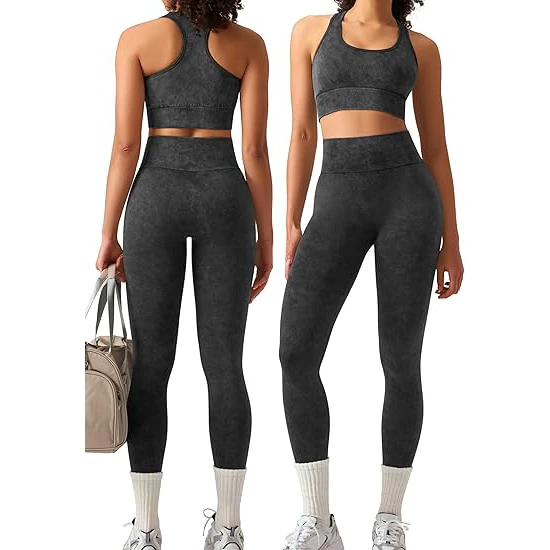 Women's Lightweight Reversible Yoga Sets 2-Piece Breathable Four-Way Stretch Eco-Friendly Spandex/Nylon Quick Dry High Waist Top