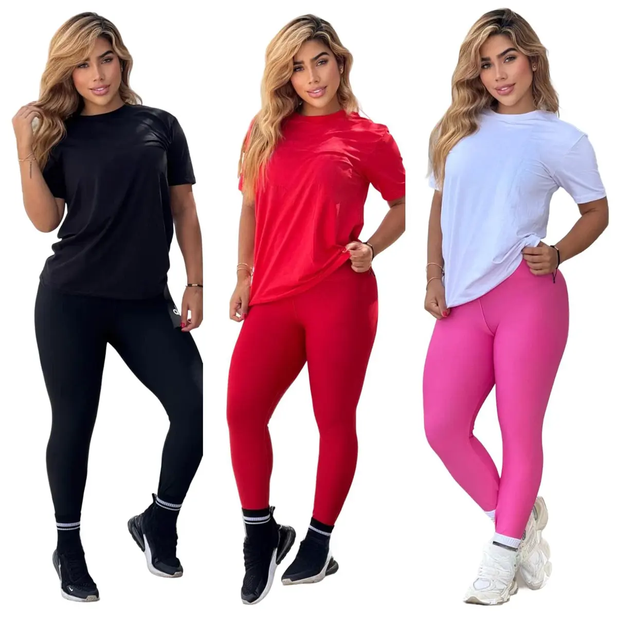 Q6261 New Fashion Crew Neck Short Sleeve Top High Elastic Quick Drying Yoga Solid Wrinkle-Free Fabric Pants Suit