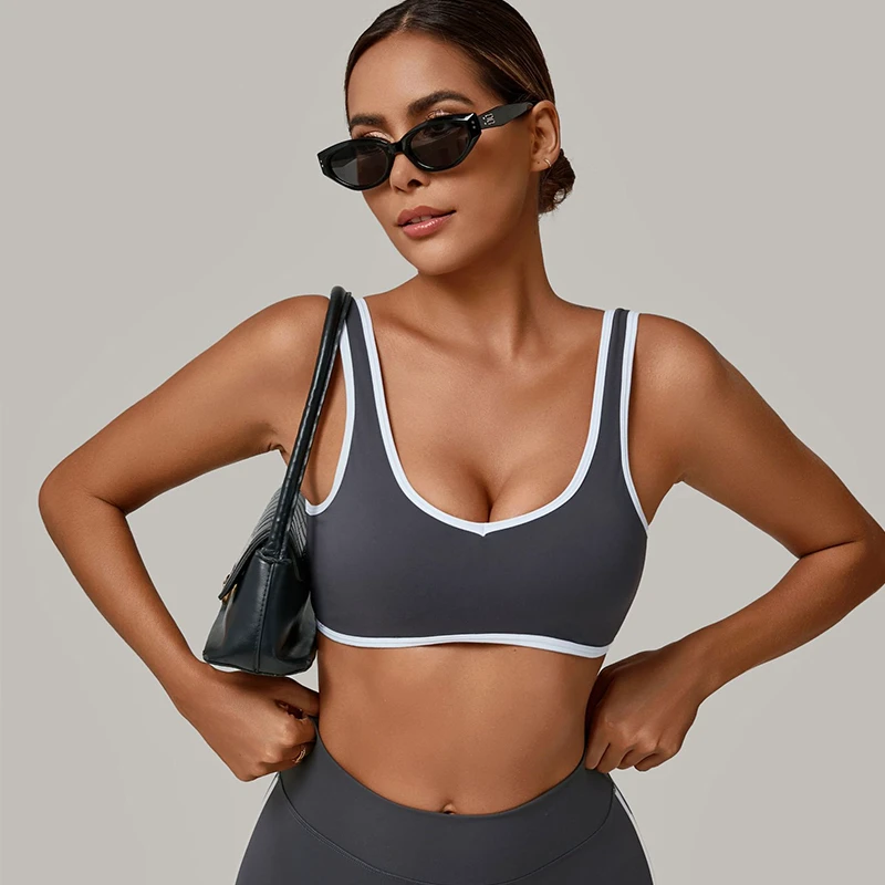 Women's Yoga Gym Sports Bra Breathable Quick Dry Medium Support Removable Pads Slimming Fitness Workout Active Wear