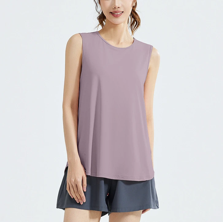 Ladies Casual Sports Fitness Yoga Wear Tank Top Loose Sleeveless Mesh Cover-Yoga Vest Wholesale Women Casual Sweat Vest
