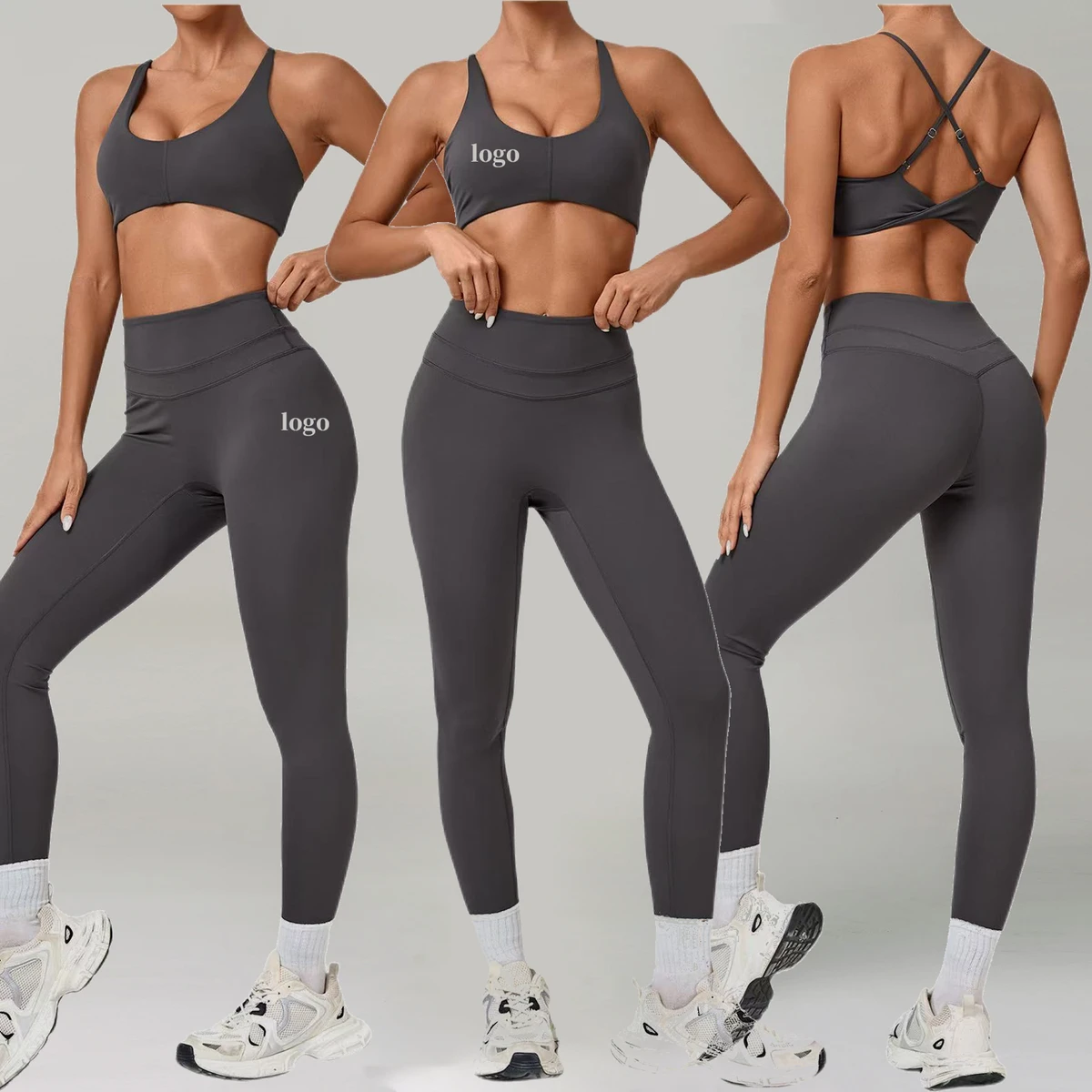 Wholesale Two Piece Set OEM Yoga Gym Activewear Workout Outfit Sport Top Bra Fitness Yoga Leggings Wear Quick Dry Clothing