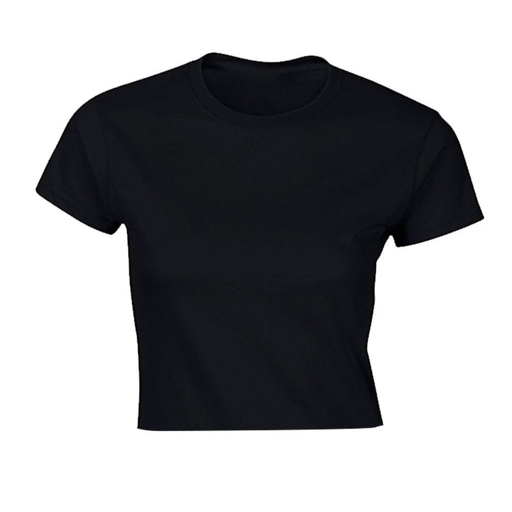 New Fashion Colorful Pure Cotton Round Neck Blank Custom logo Crop Slim Fit Women's T-shirt