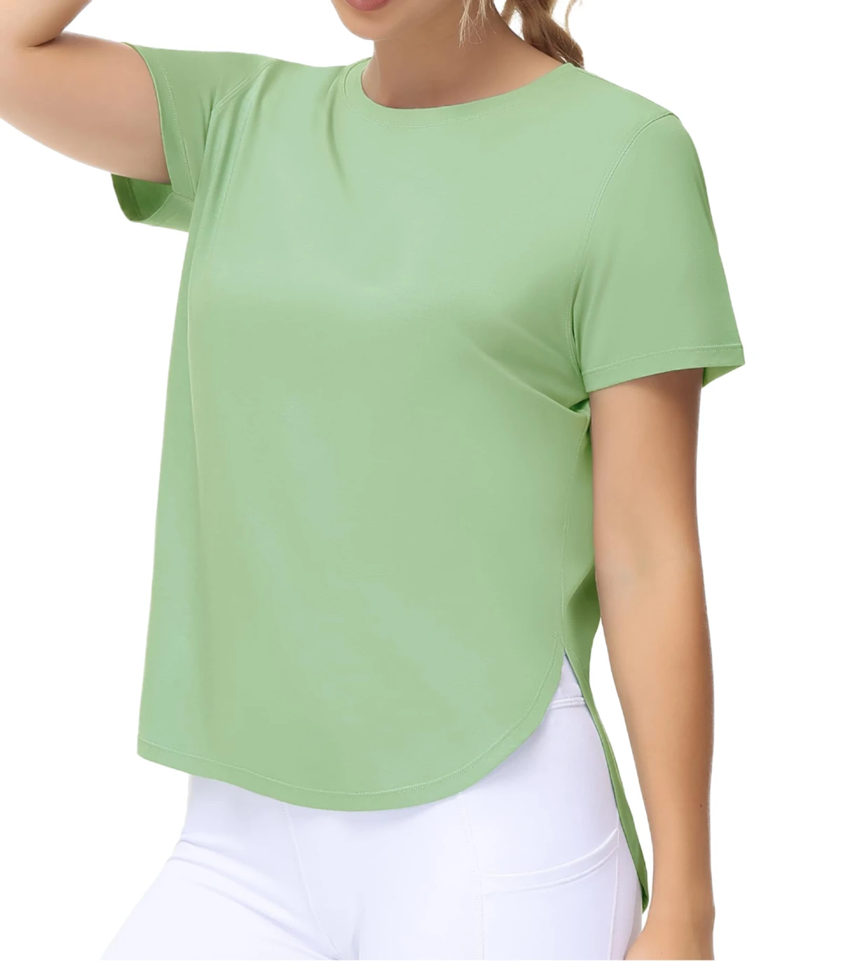 Women's Solid T-Shirts Gym Fitness Casual Wear Breathable Light Weight Regular Fit Short Sleeve 100% Cotton T-Shirt Wholesale