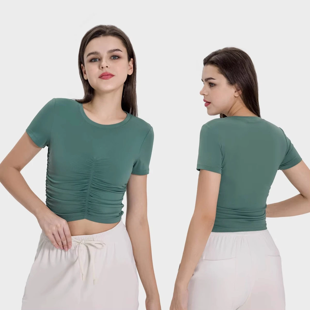 New Design Short Sleeve High Elasticity Fitness Breathable Gym Workout Crop Top Gym Yoga Women Crop Tops