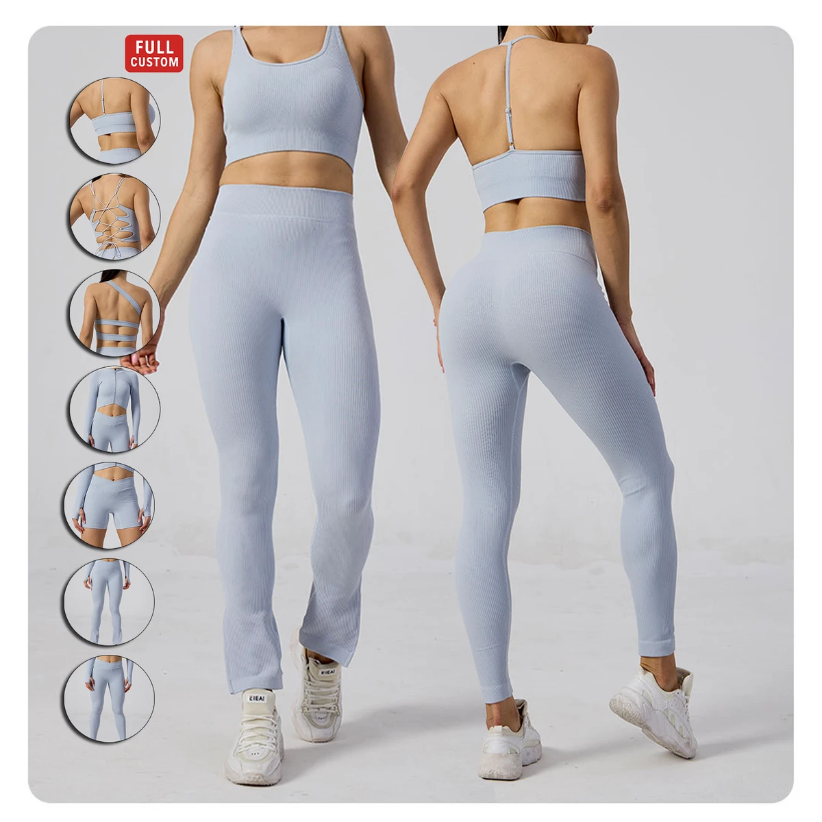 High Waist Seamless Woman Athletic Sportswear Gym 7 Pieces Fitness Yoga Set Custom
