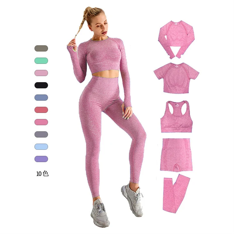 2024 New High Quality Quick Dry Plus Size Yoga Workout Clothes Seamless 5 Piece Yoga Sets Fitness for Women