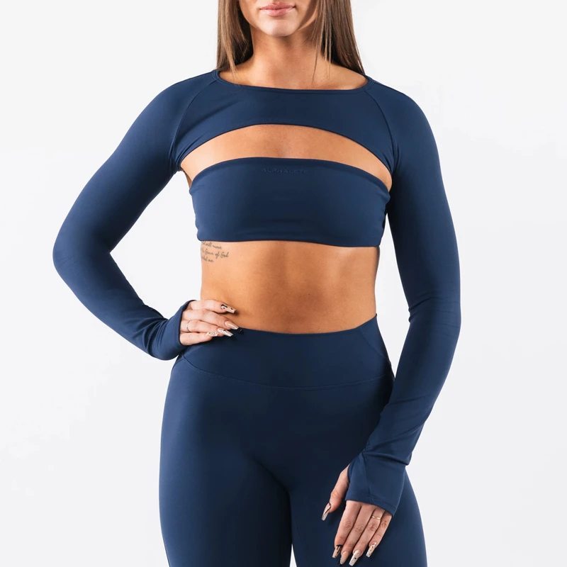 Custom Yoga Shrug Long Sleeve Tight Fitness Top Backless Workout Shoulder Cover Sports Activewear Yoga Shirt for Women