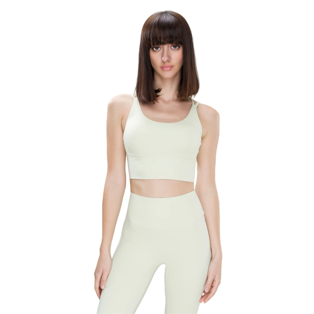 Custom New Women's Mid Waist Elastic Solid Front Lightweight Yoga Apparel Sets Breathable Gym Fitness Running Leggings Bra Set
