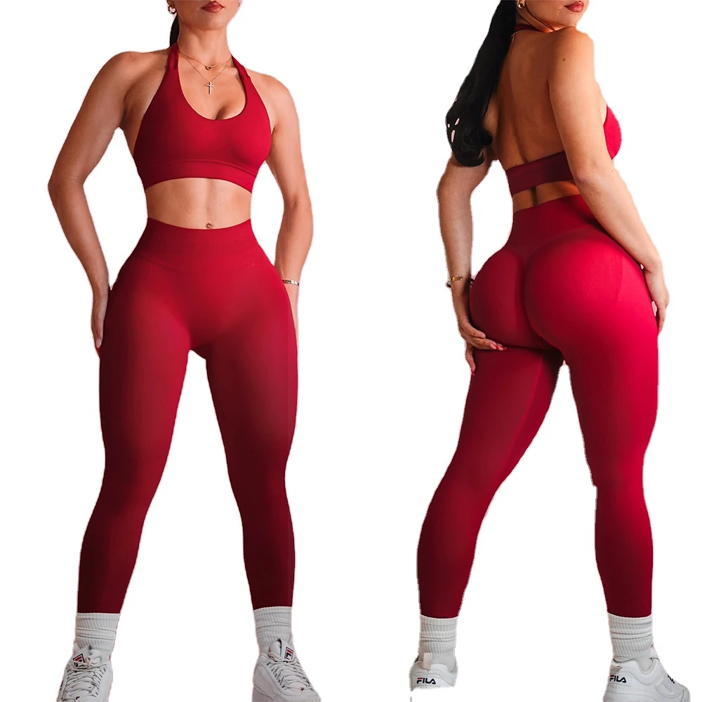 New Female Gym Sports Clothes Sets Fitness High Waisted 2 Piece Yoga Active Wear for Women