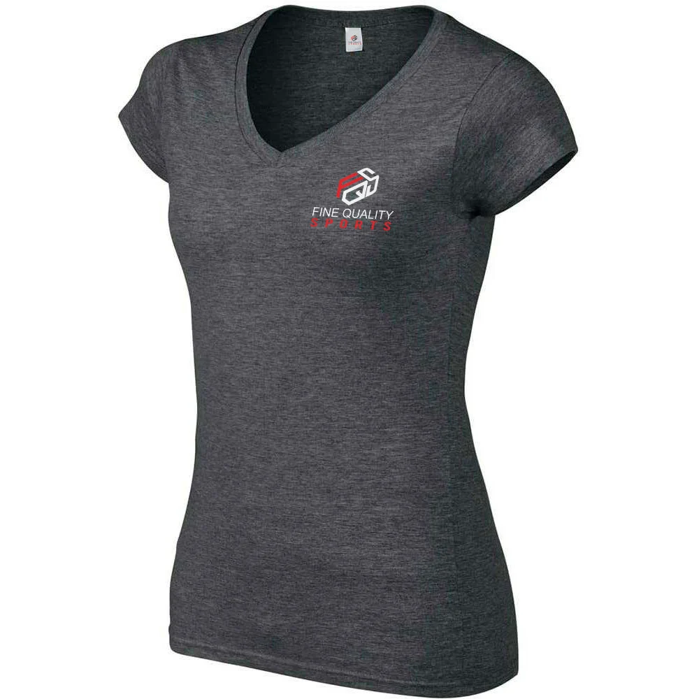 Custom High Quality Women V Neck Super Stretchy Sports T-shirt Slim Fit Quick Dry Yoga Tops Gym Fitness Workout Activewear