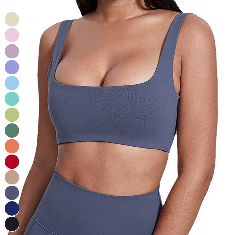 Removable Padded Square Neck Square Back Shockproof Sport Running Bra High Impact Gym Fitness Top Yoga Sports Bra for Women