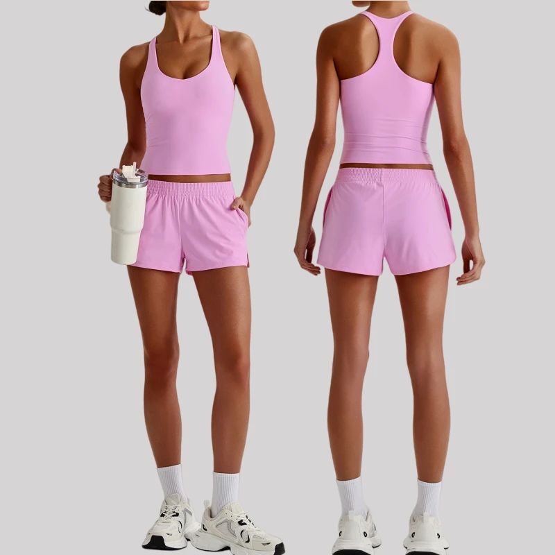 2026 New Casual Sports Yoga Suit for Women Wearing Pilates Beautiful Back and Nude Fitness Suit Set For Gym