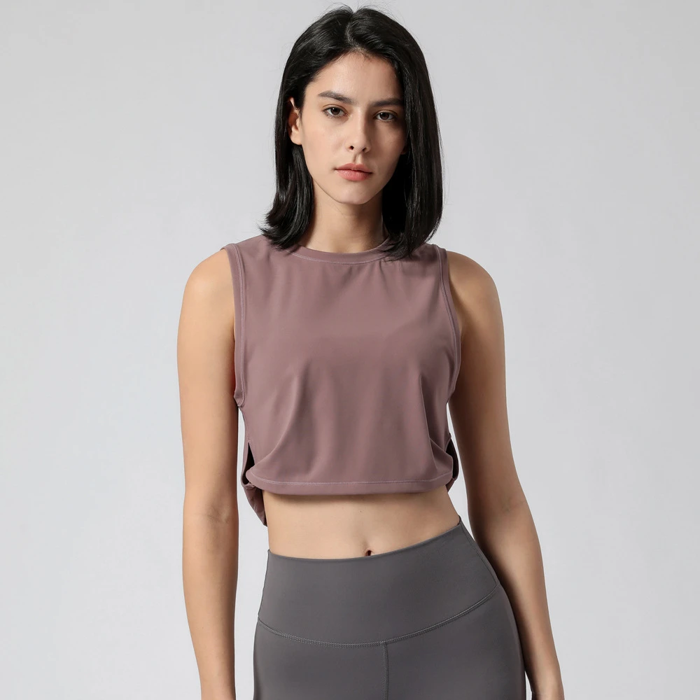 Spring and Summer New Nude Yoga Tanks Comfortable Loose Fitness Gym Tops Women's Sports Vest.