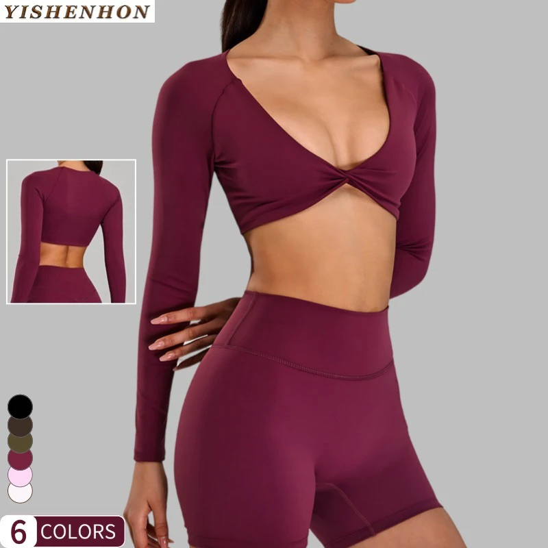 YISHENHON Women's Lightweight Gym Yoga Long Sleeve Top Quick Dry & Breathable Sport Fitness Casual Running Wear