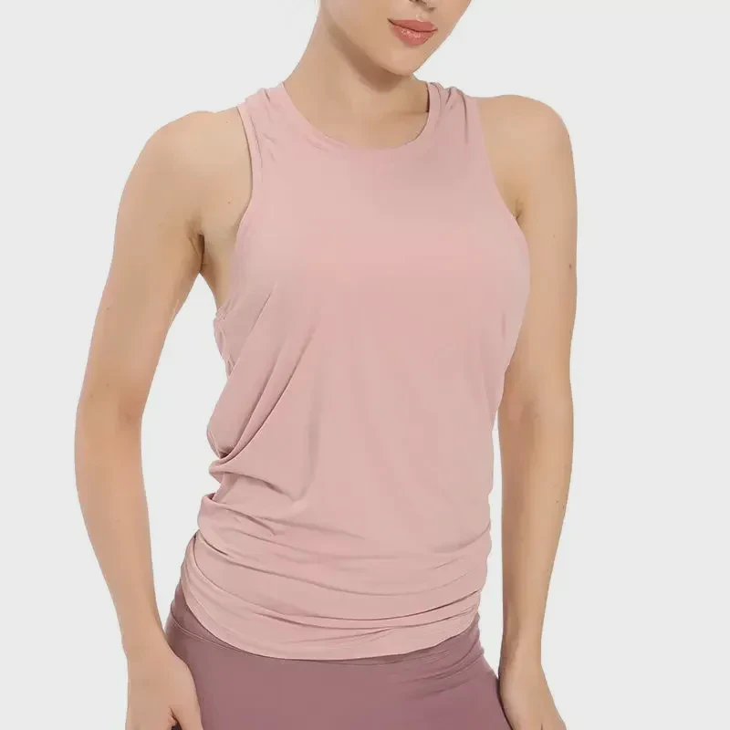 Design Loose Lightweight Stretchy Cross Back Women's Tank Top Sweat-Wicking Four-Way Stretch Breathable Sleeveless Gym Workout