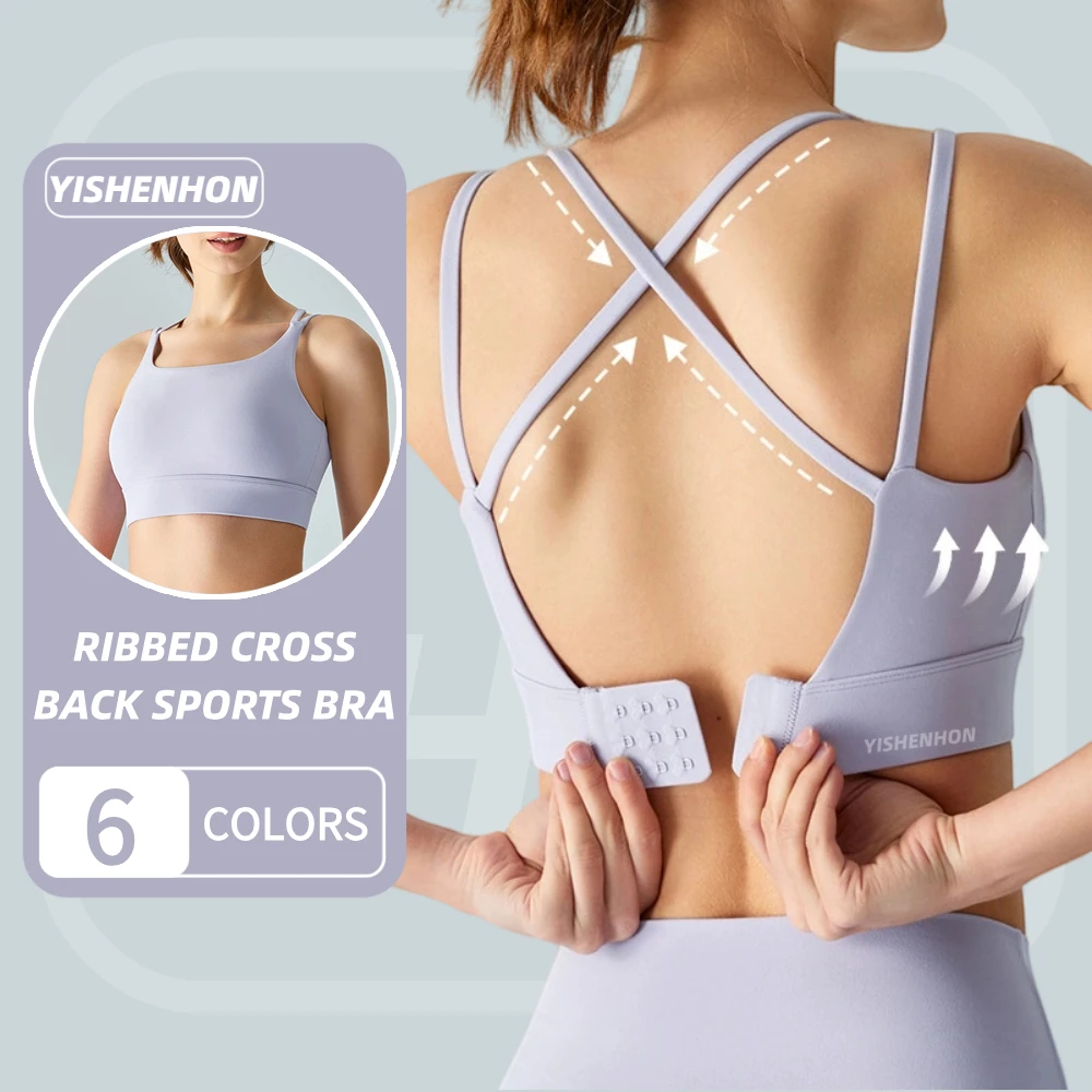 YISHENHON Customized Sports Bra Skin Friendly Comfortable Thin Shoulder Strap Fixed Cup Adjustable Buckle Plus Size Underwear