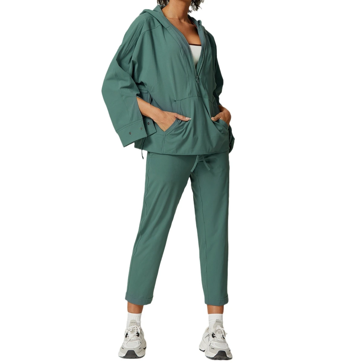 New Sports Yoga Clothing Women Autumn and Winter Solid Color Outdoor Running Sports Fitness Hooded Yoga Suit for Women