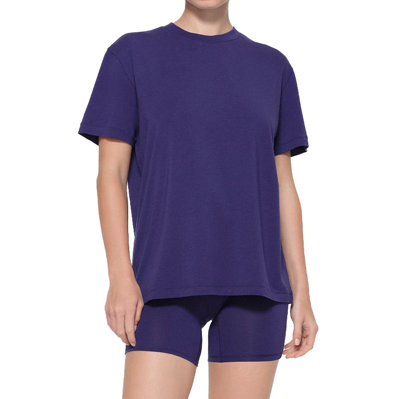 Aoyema Soft Waxy Loose 3-Quarter Sleeve T-Shirt Breathable Tight Shorts Sweatpants Yoga Clothes Outdoor Women's Sports Suits