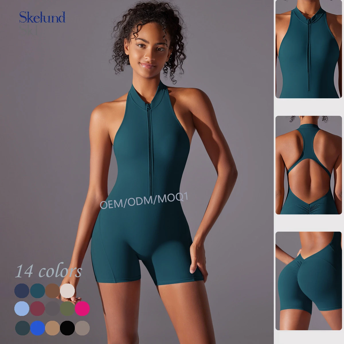 Skelund Custom Quick-dry Wrinkle-resistant Hip-lifting Skinny One-piece Sports Naked-feeling Fitness Yoga Suit for Women