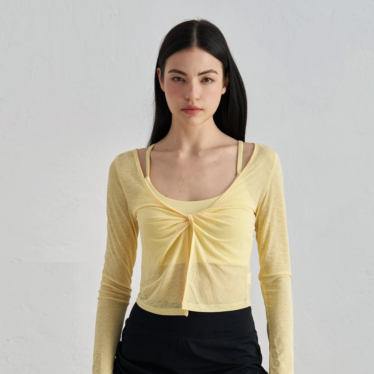 Women's Lightweight Breathable Quick-Drying Front Twisted Asymmetric Neck Top New Yoga Clothing Fitness Running Pilates Training