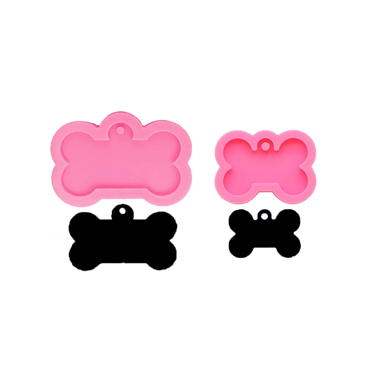 1pc Shiny Pet Tag Dog Bone Shape Silicone Epoxy Keychain Mould for DIY Resin Casting Pendant Crafts, Refrigerator Magnet