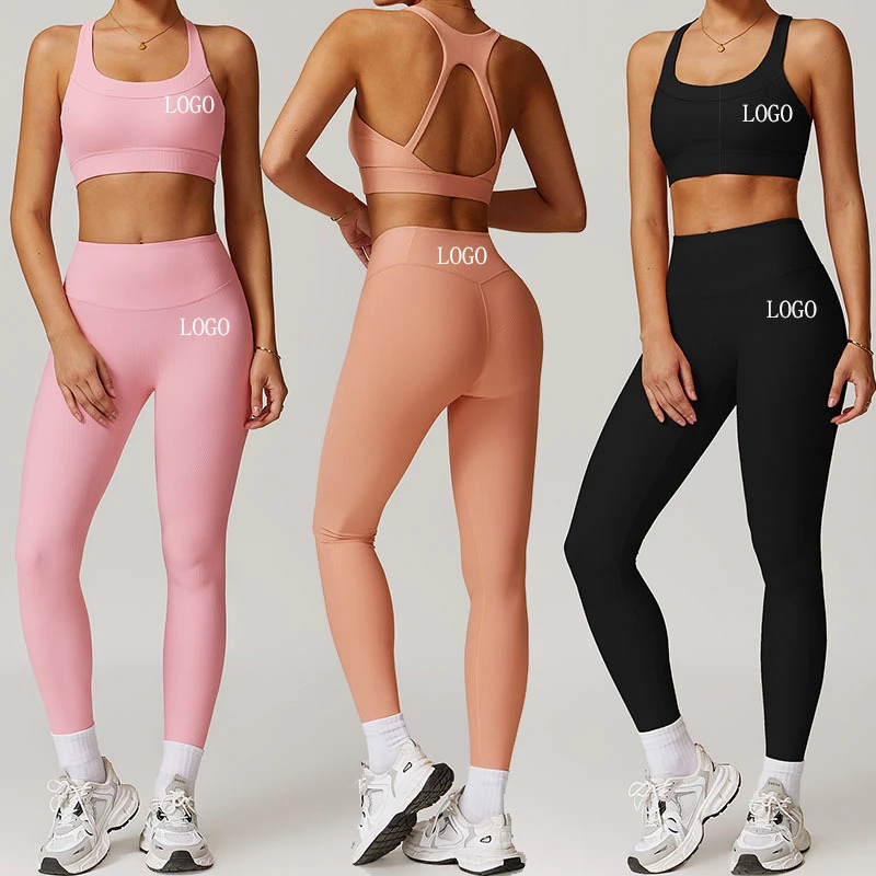High Quality Women's Active Sports Workout Set Breathable Gym Sportswear High Stretch Yoga Suit Sexy Sports Bras Lightweight