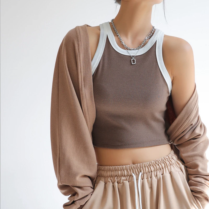 Custom O-Neck Casual Yoga Tank Top Sleeveless Travel Vest Gym Ribbed Crop Dress Breathable Quick Dry Women'S Knit Tank Tops