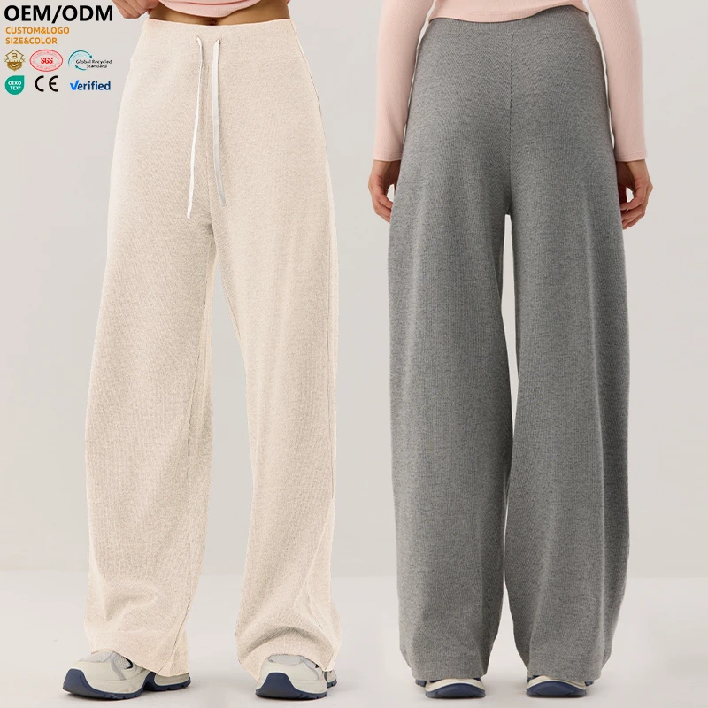 XW-SK9829 Women Casual Sports Drawstring Moisture Wicking Elastic Waist Quick Dry Lightweight Straight Leg Yoga Pants