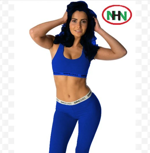 Wholesale Plus Size Women's Ribbed 2-Piece Yoga Workout Set Washed Front High Support Skinny Fit Sports Bras & Leggings