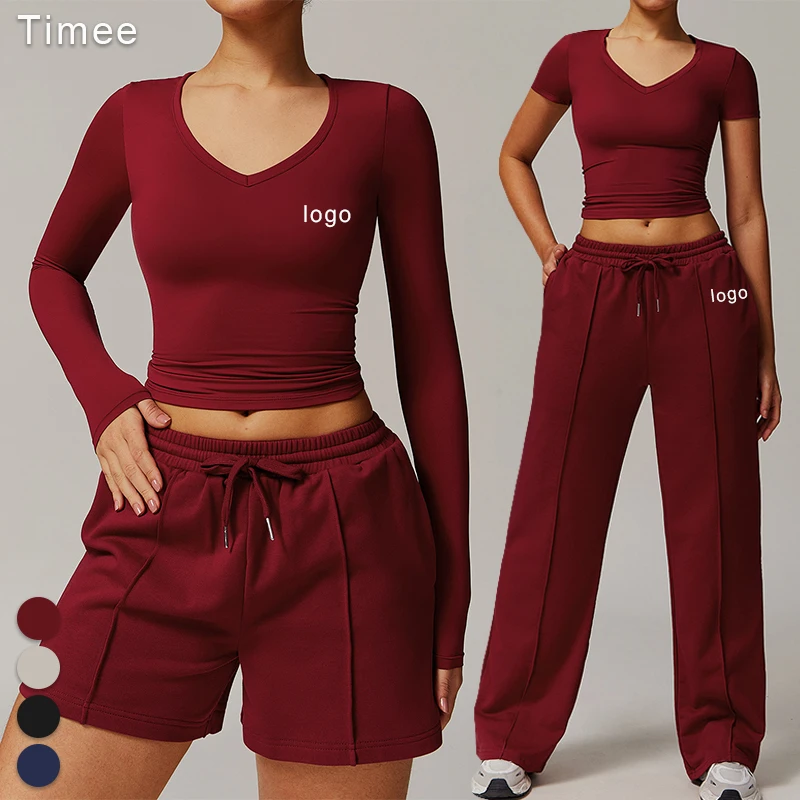 Autumn and Winter Women's Long Sleeve Yoga Suit High Waist Tight Wide Leg Sweatpants Fitness Suit
