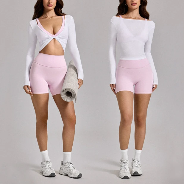 Twist Quick Dry Sports Shirts Reversible Fitness Yoga Long Sleeve Crop Top Breathable Workout Shirts