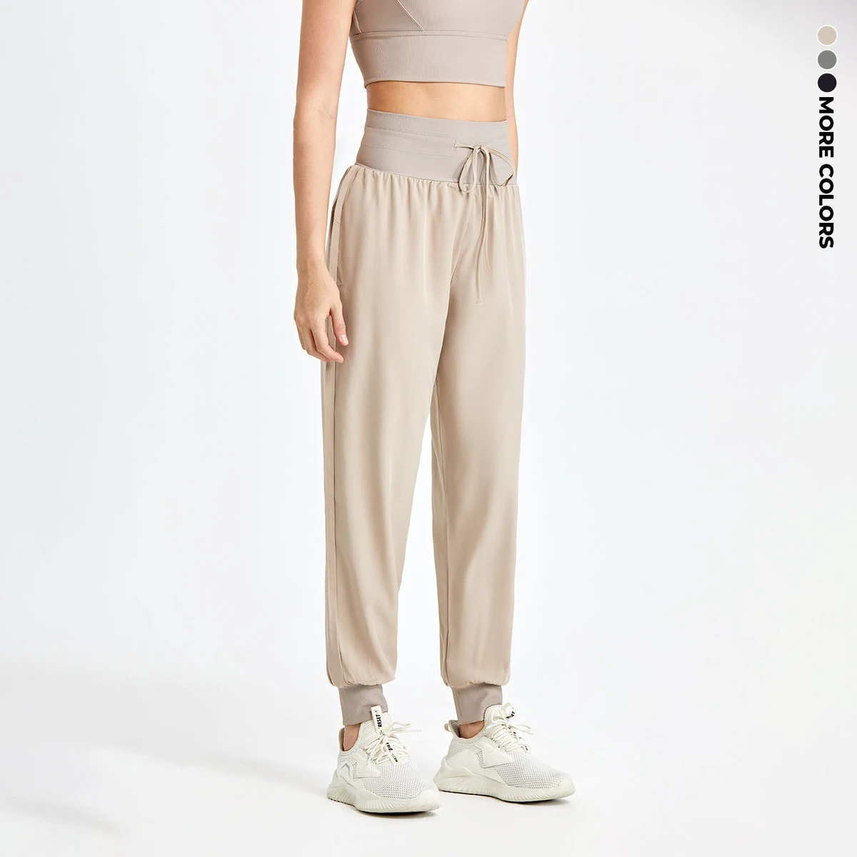 Ladies Anti-UV High-Waisted Elastic Waist Loose Jogger Pants Spandex/Nylon Breathable Quick Dry Eco-Friendly Workout Yoga Pants