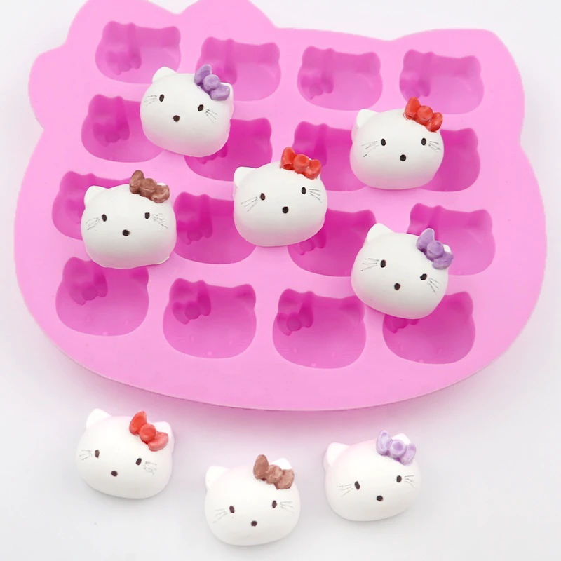001 16 Cat Head Animal Baking Mold Chocolate Sandwich Cake Mold Aromatherapy Candle Cat Shape Candy Mold