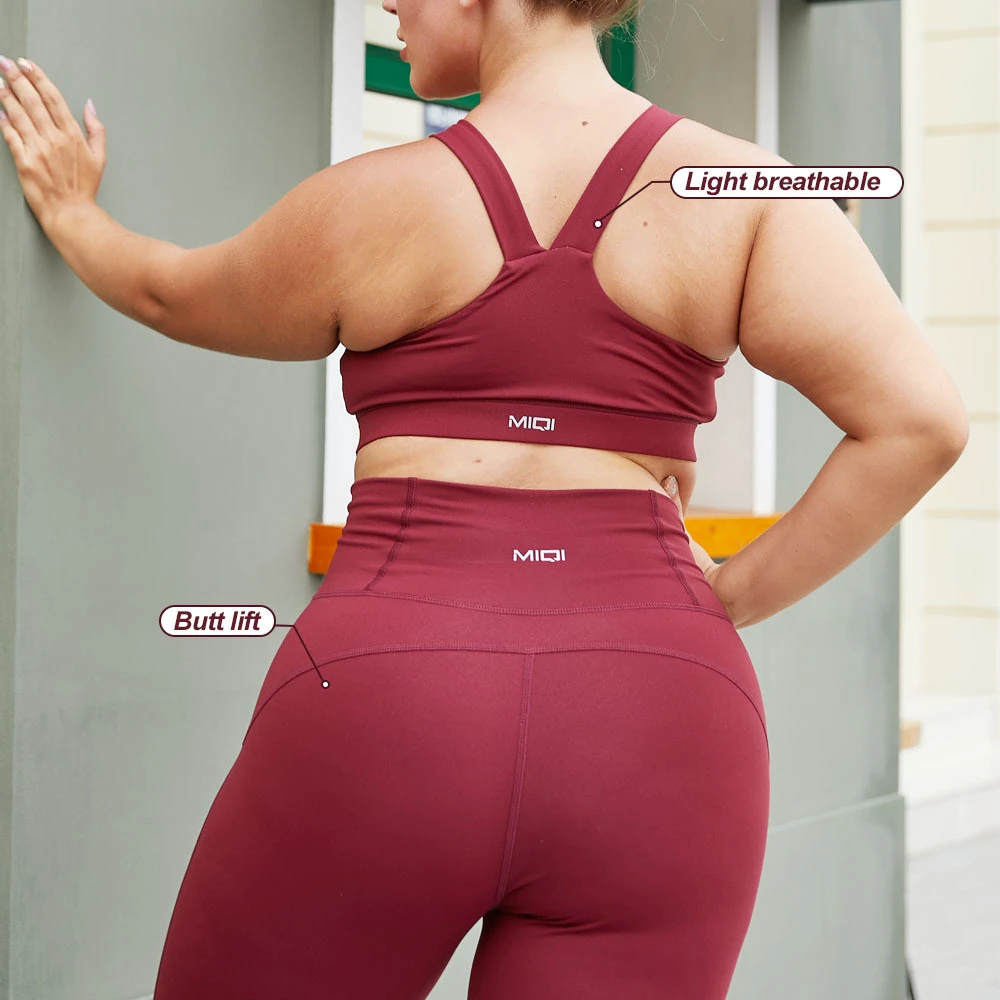 MIQI New Workout Two-Piece High Waist Plus Size Yoga Suits Blank Yoga Bra Plus Size Sportswear Yoga Sets