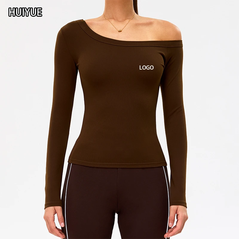 Women's Off Shoulder Yoga Top Slim Fit Quick Dry Breathable Fitness Workout Sports Crop Top Activewear Wholesale