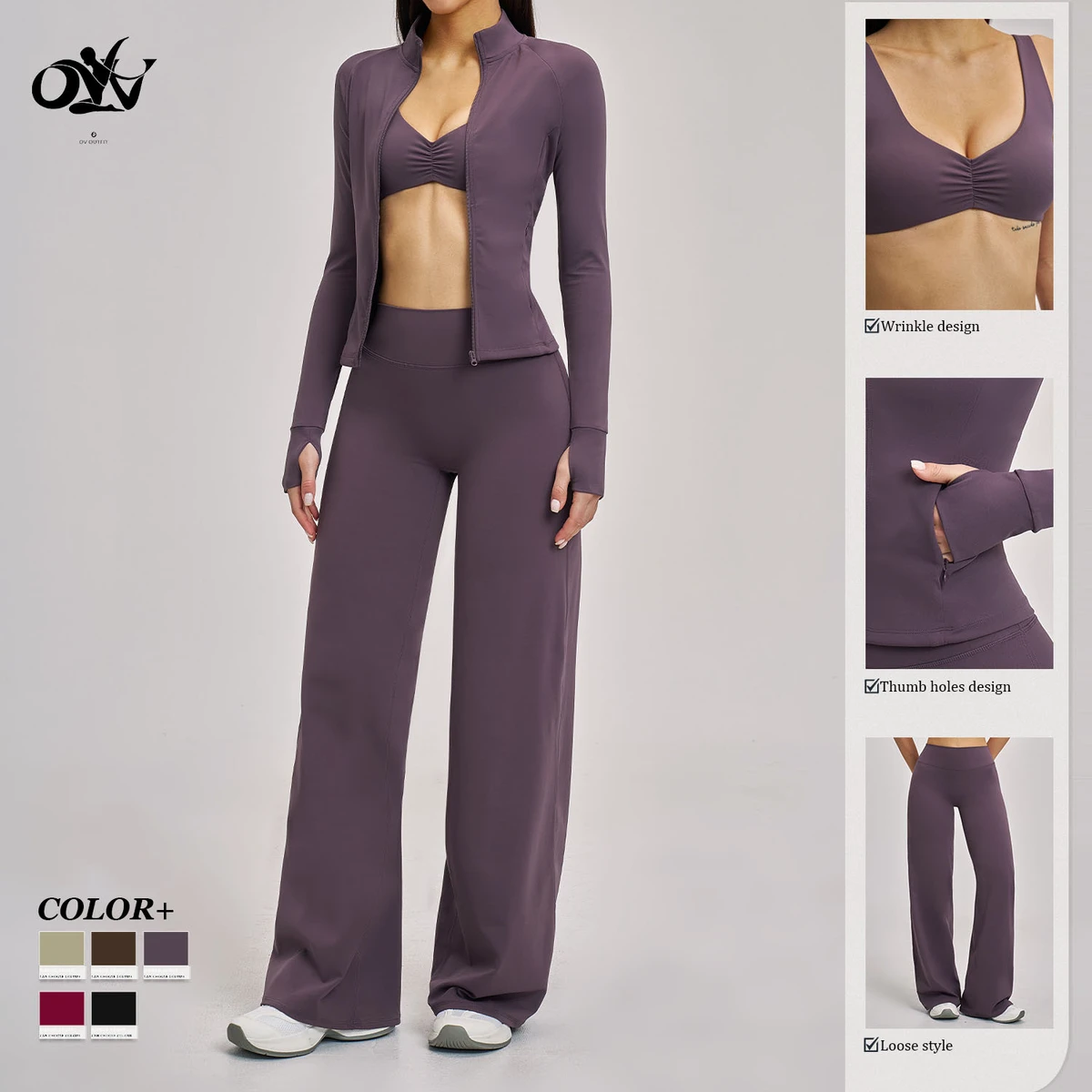 High Quality High-strength Breathable Sport Set High-waist and Loose Style Yoga Leggings Wholesale Custom 3 Piece Yoga Set