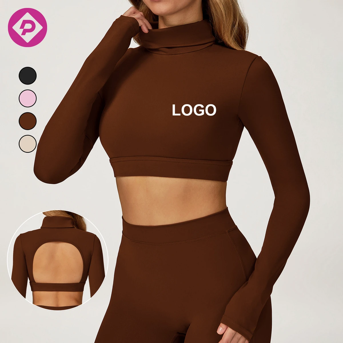 New Arrival Stand Collar Hollow Back Sports Crop Top Women Quick Dry Long Sleeve Gym Yoga Tops for Women