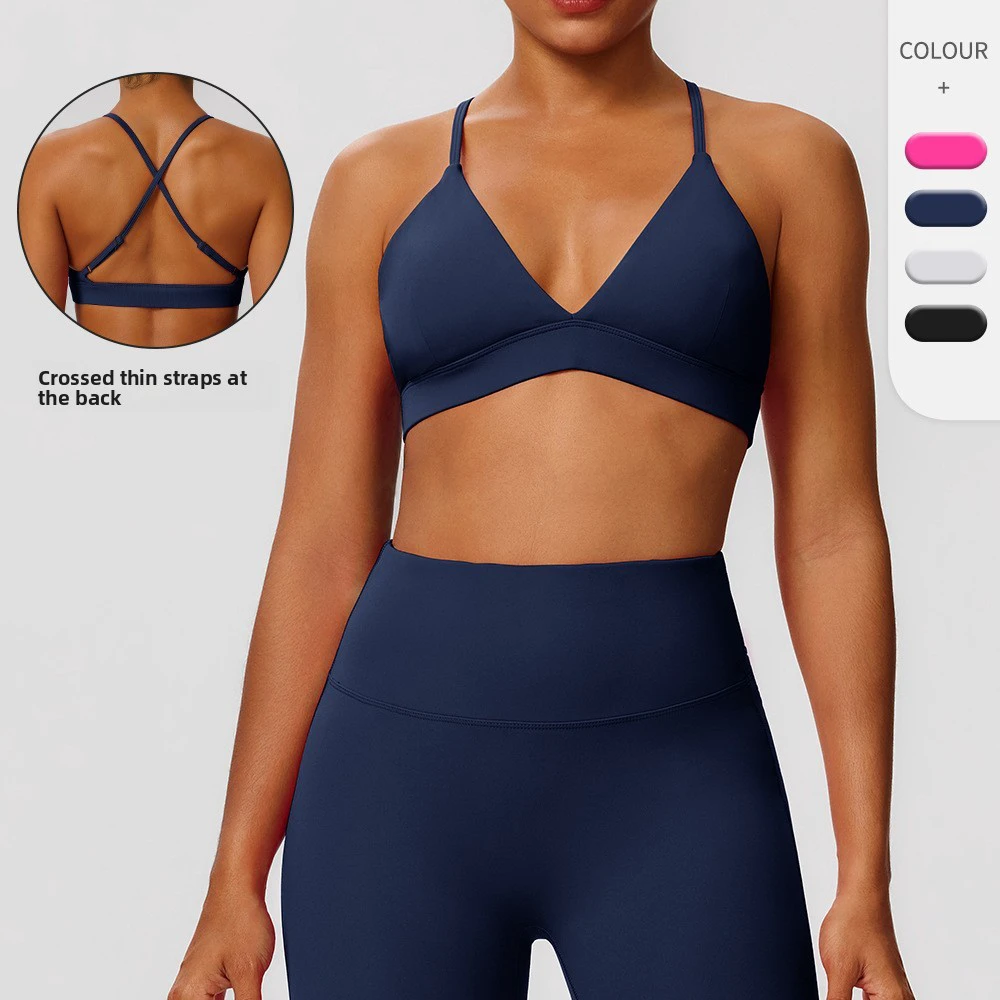 Popular European American Breathable High Support Sports Bras Shockproof Yoga Bras Quick-dry Nude-feel 100% Nylon Fitness Tops