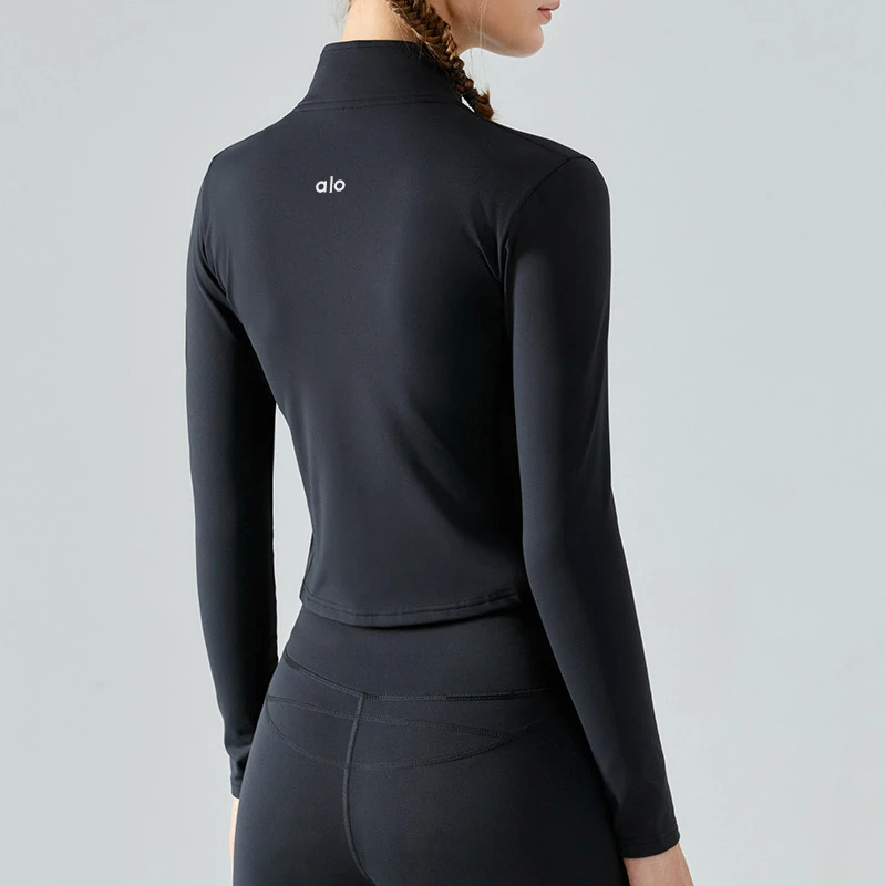 Yoga Slimming Yoga Jacket Stretch Top Tight Stand Collar Zipper Fitness Quick-Drying Breathable Eco-Friendly Sports Long Sleeve