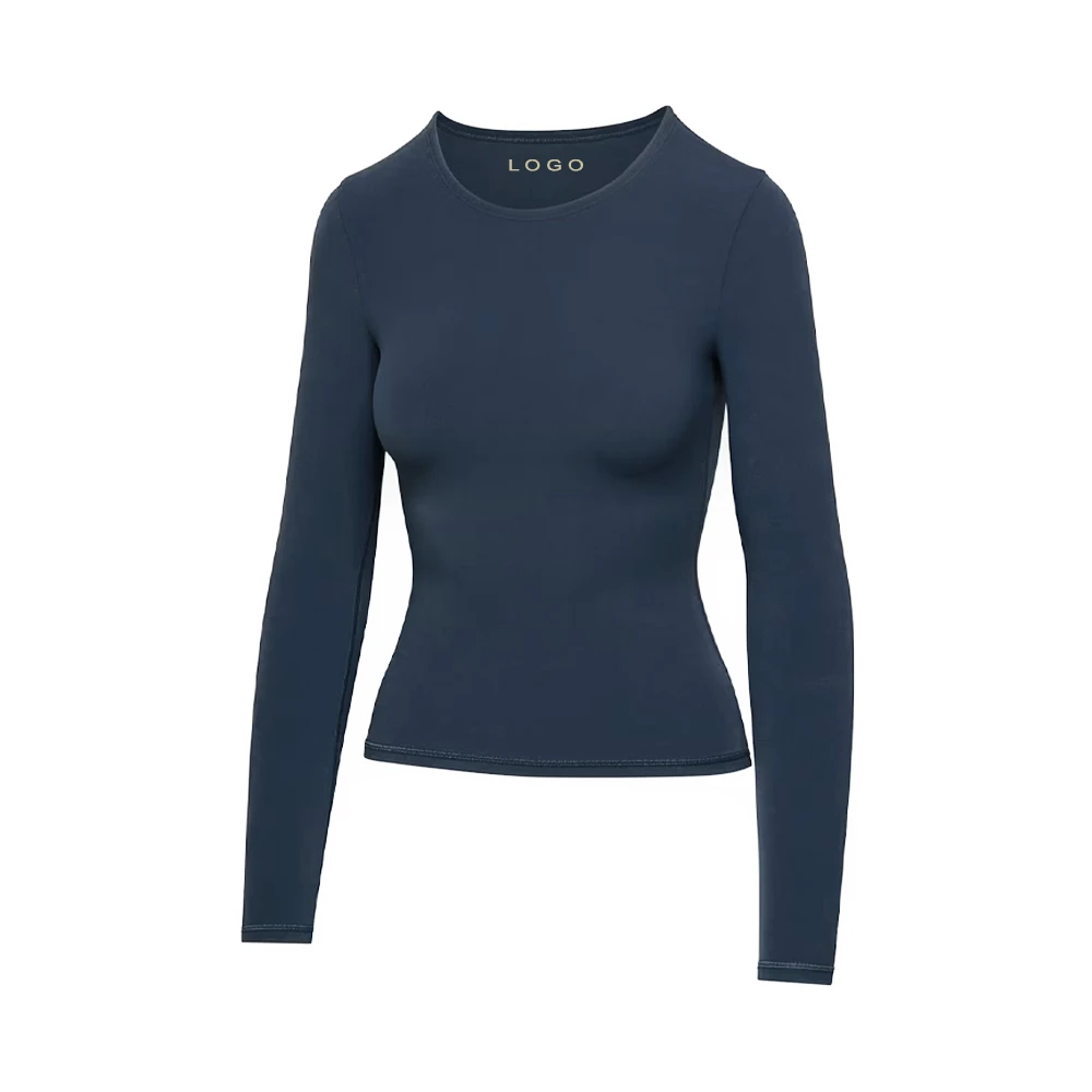 Wholesale Custom Women's Long Sleeve Quick Dry Yoga Top Crew Neck for Stretch Fabric for Fitness Gym Athletic Tight Fit