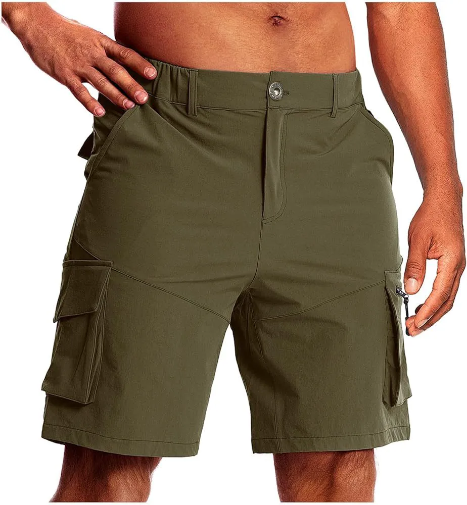 Men's Plus Size 4 Way Stretch Casual 6 Pocket Cargo Shorts Smart Casual Workout Shorts with Big Size Waist Embroidered Technics