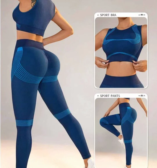 Lightweight Quick-Dry Breathable Sports Wear 2-Piece Set Seamless Vest Four-Way Stretch Elastic Waist Flowing Line Pants Running
