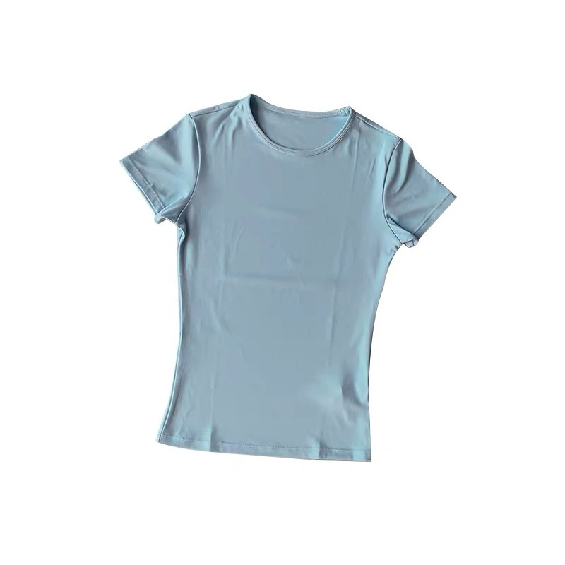 Nude Solid Color Yoga Fitness Wear Nine Quarter Sleeve Women Slimming Breathable Quick Dry Moisture Wicking Stretch Tight for