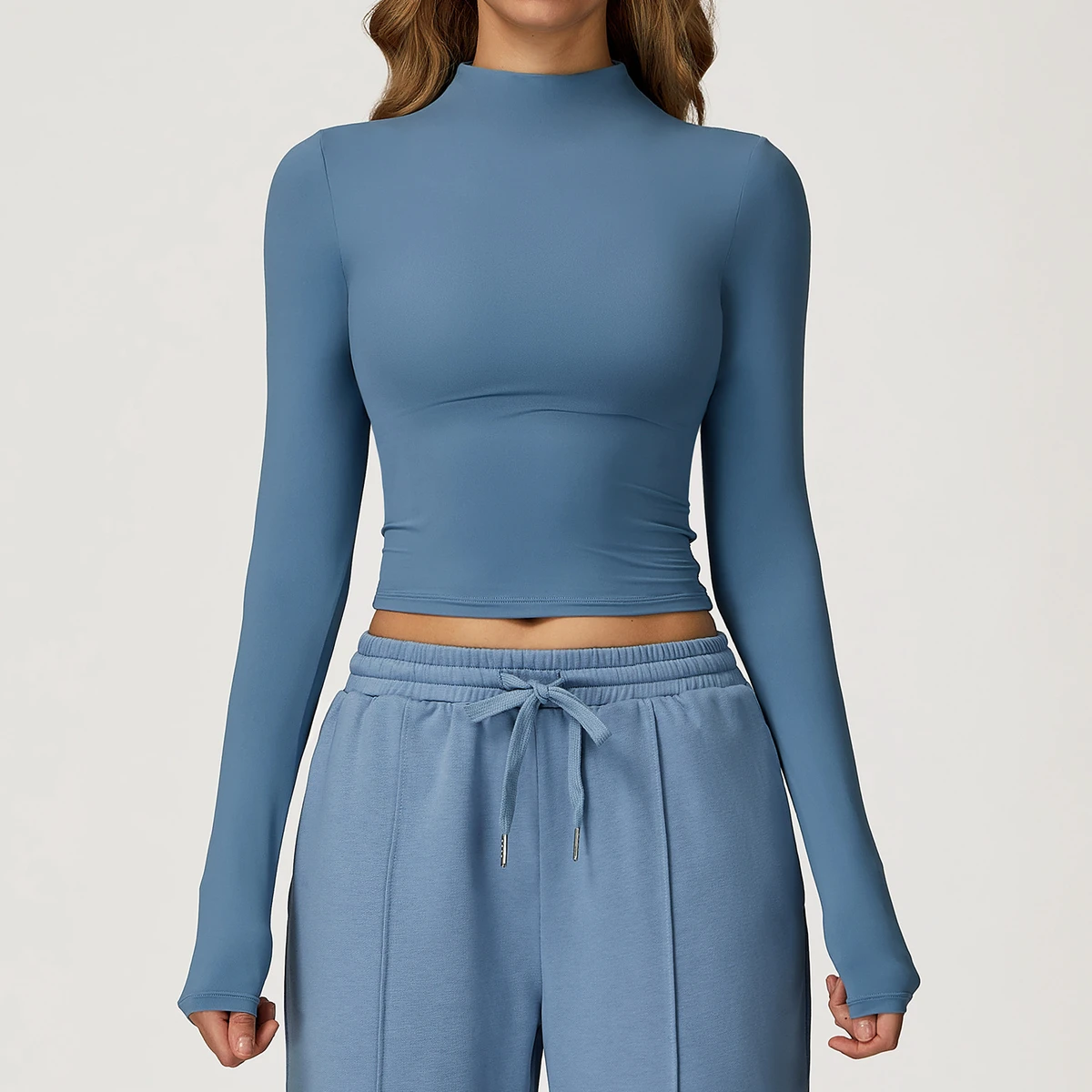 Women Long Sleeve Turtleneck Yoga T-Shirts Tops Spandex Brushed Quick Dry Fitness Wear Lightweight Crop Workout Tight Sportswear